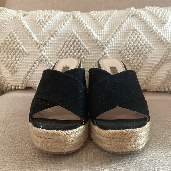 Zara Basic Collection - black woven raffia block heel platform EU 40 (size 9) - Picture 3 of 6